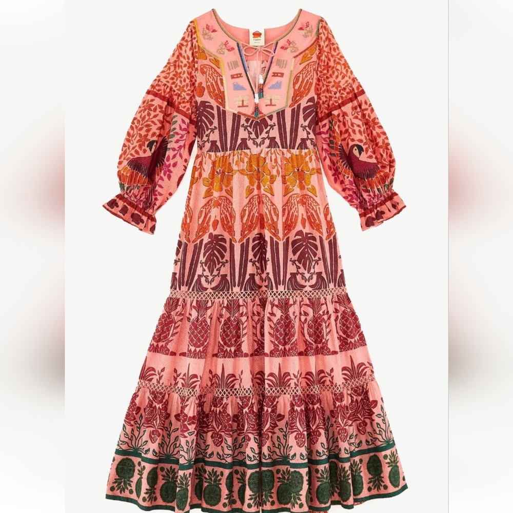 NWT Farm Rio Ainika Print Macaws maxi dress size xs